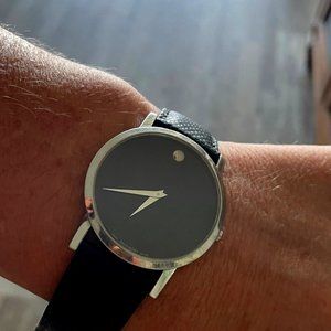 Movado Museum Watch, Men's Black Snakeskin Band